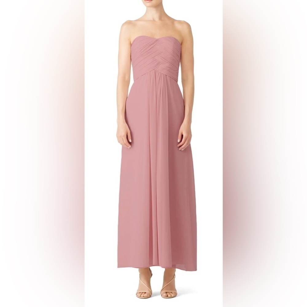 Monique Lhuillier Bridesmaid Jordan Cerise Pink Mauve Gown Sweetheart Neck Sz 2